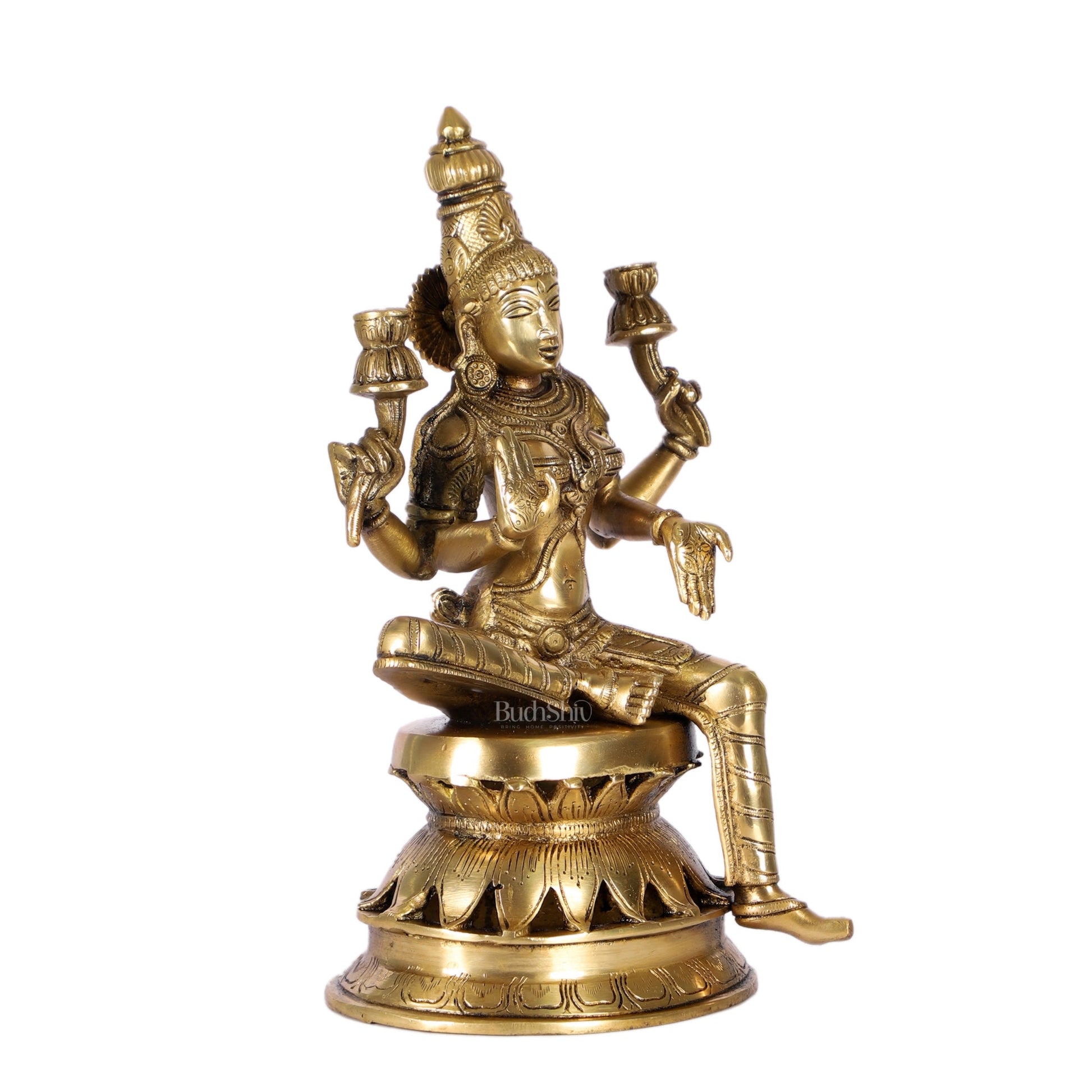 Lakshmi Brass Statue 12 inch - Budhshiv.com