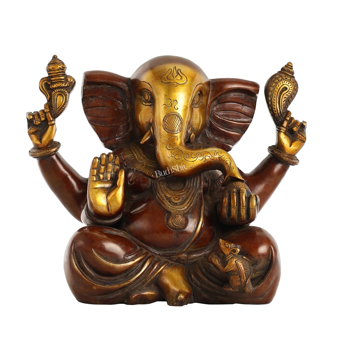 Large Brass Appu Ganesha Statue - 11 Inch - Budhshiv.com