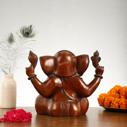 Large Brass Appu Ganesha Statue - 11 Inch - Budhshiv.com