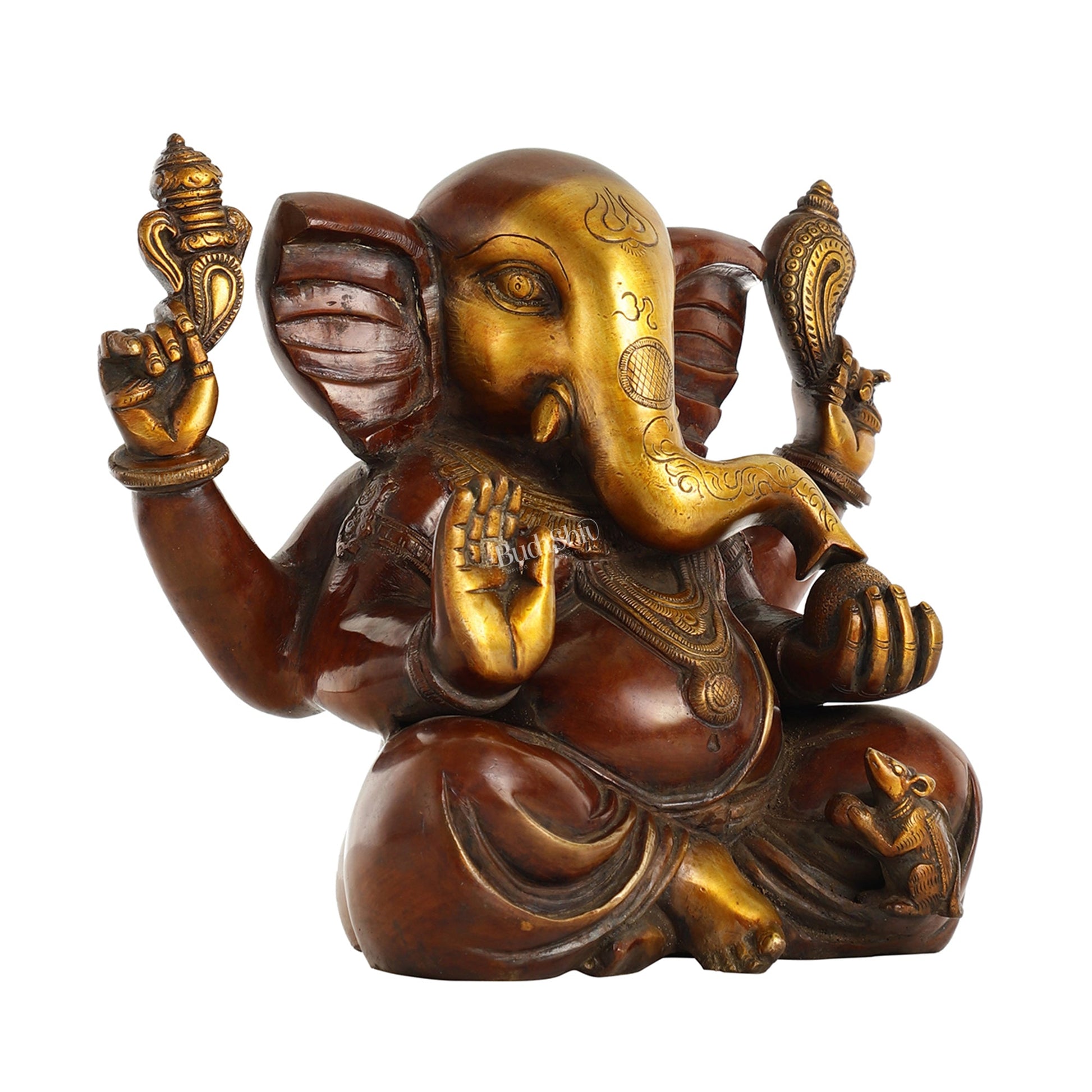 Large Brass Appu Ganesha Statue - 11 Inch - Budhshiv.com