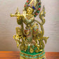 Large Brass Krishna with Cow Statue - 35" Studded with stones - Budhshiv.com