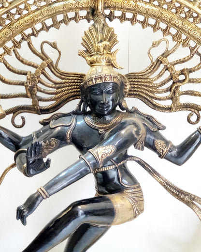 Large Handcrafted Superfine Brass Nataraja Statue - 36" Height - Budhshiv.com