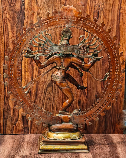 Large Handcrafted Superfine Brass Nataraja Statue - 36" Height - Budhshiv.com