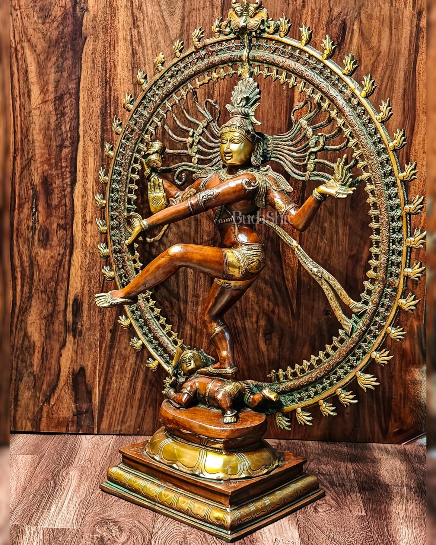 Large Handcrafted Superfine Brass Nataraja Statue - 36" Height - Budhshiv.com