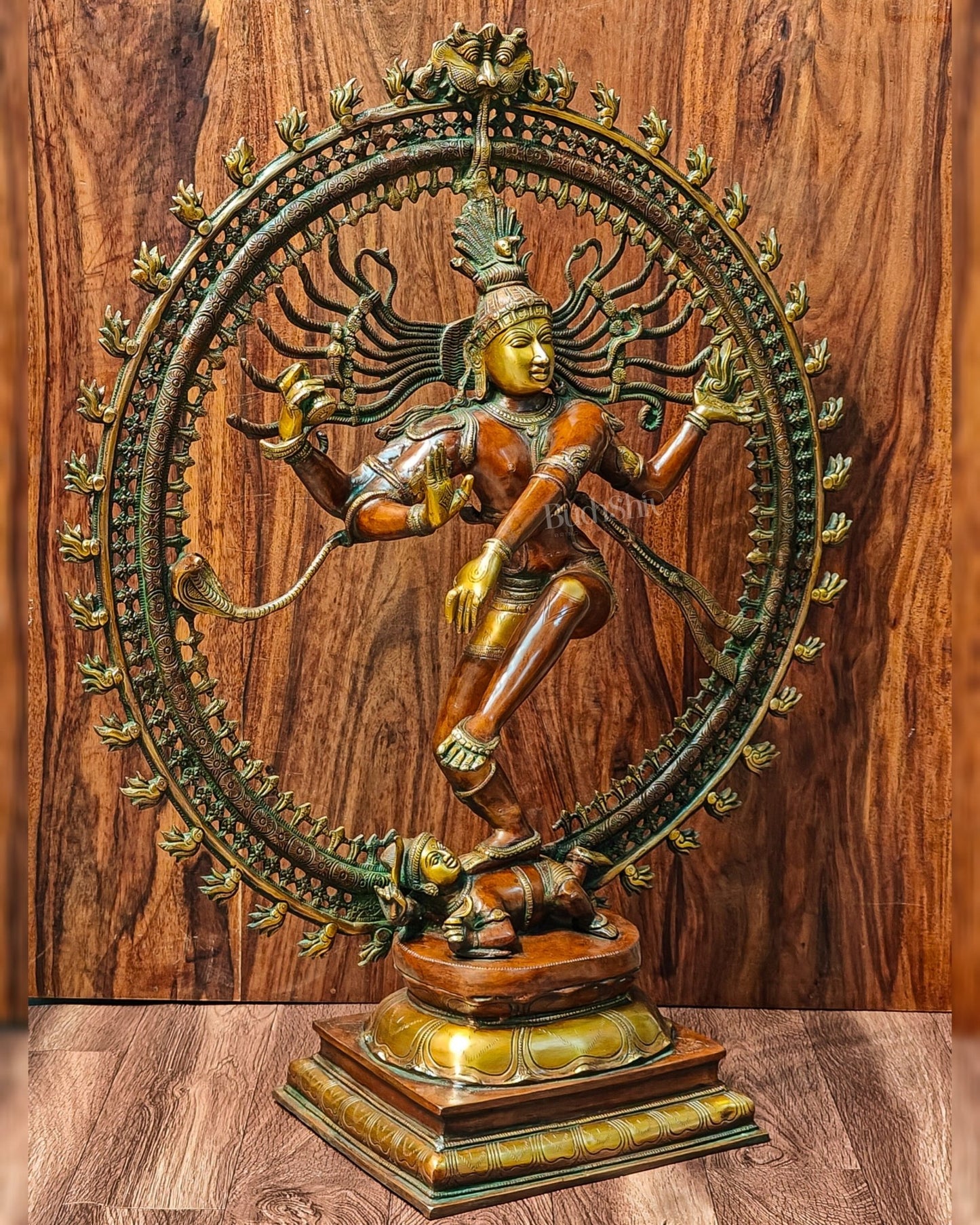 Large Handcrafted Superfine Brass Nataraja Statue - 36" Height - Budhshiv.com