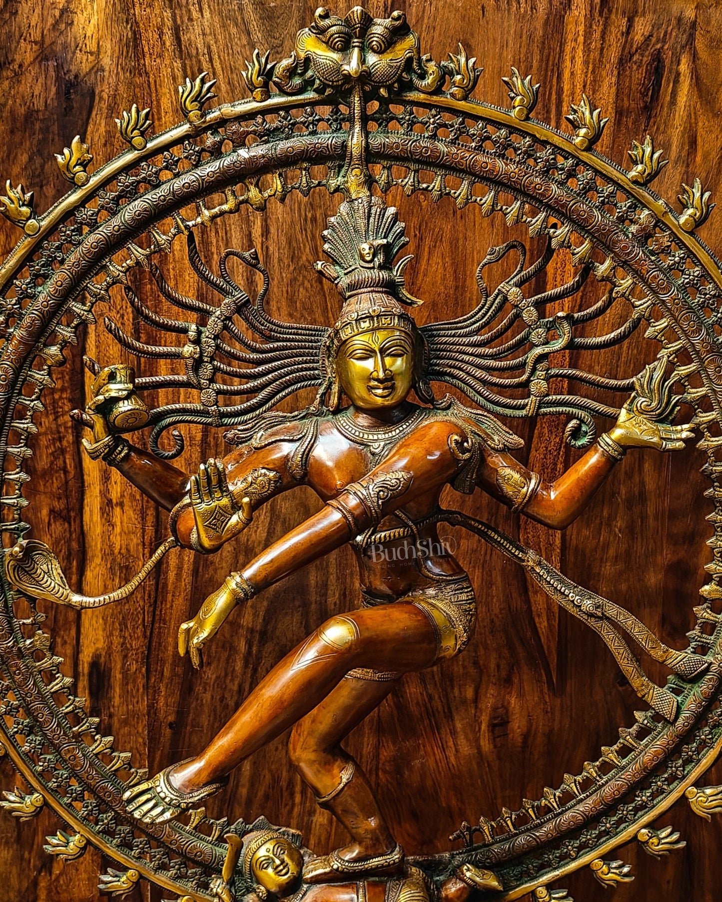 Large Handcrafted Superfine Brass Nataraja Statue - 36" Height - Budhshiv.com