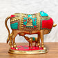 Large Pure Brass Kamdhenu Cow with Calf Statue - 13 inch - Budhshiv.com