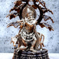 Large Pure Brass Krishna with Cow Under Tree Statue - 30 - Budhshiv.com