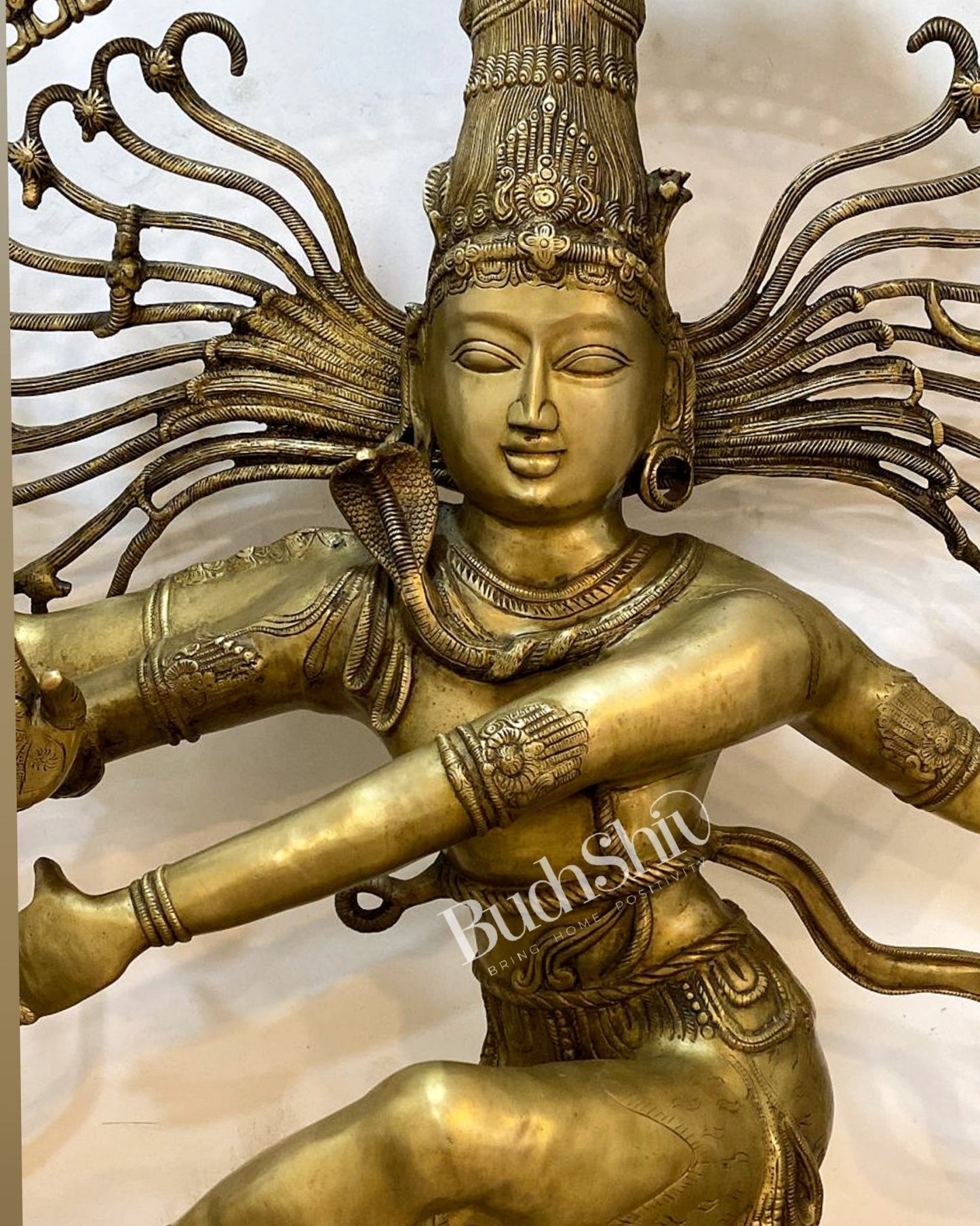 Larger-than-Life Brass Nataraja Statue - 73" Height/ 6 feet - Budhshiv.com