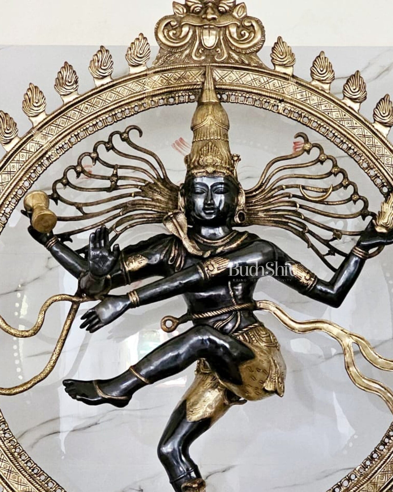 Larger-than-Life Brass Nataraja Statue - 73" Height/ 6 feet - Budhshiv.com