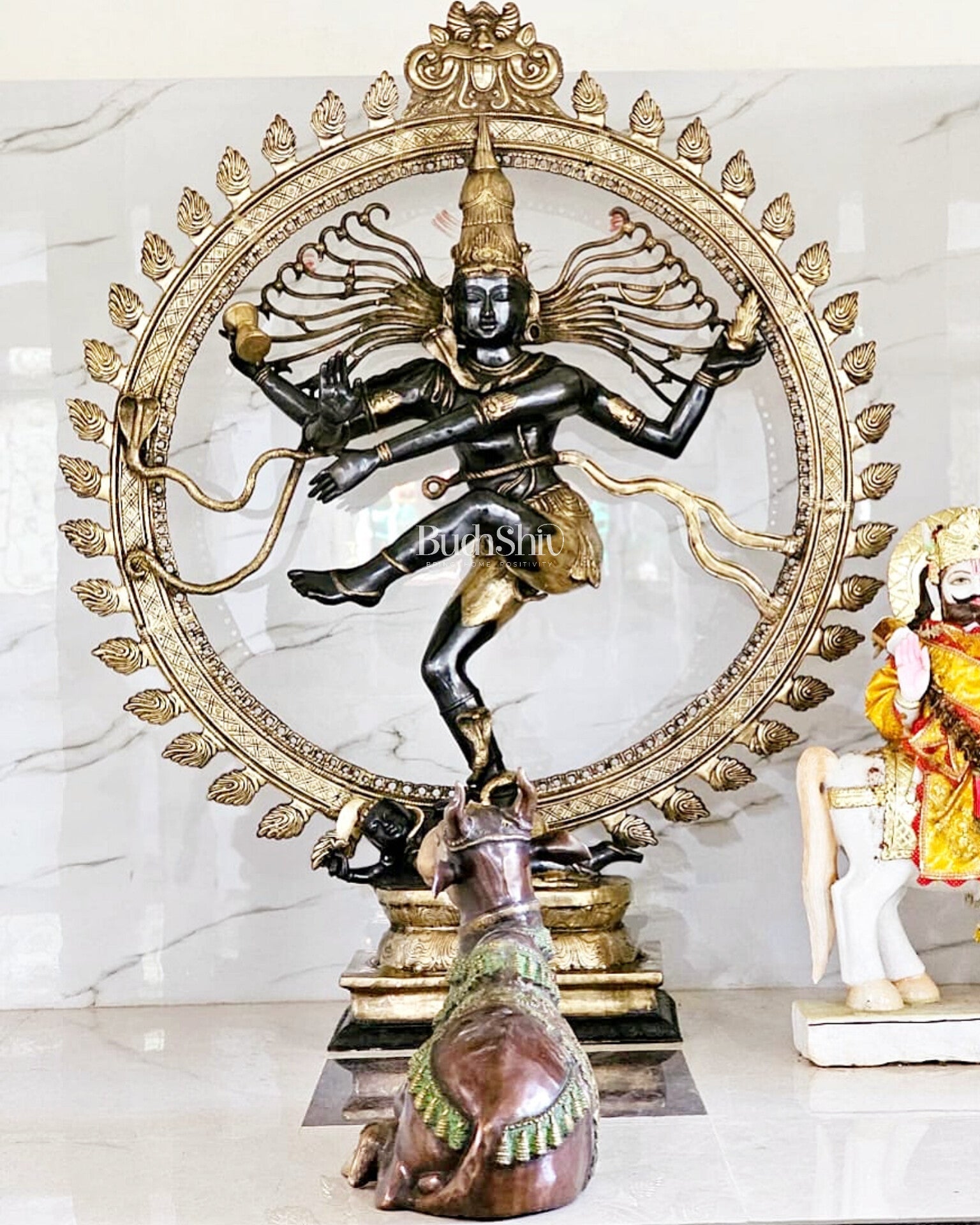 Larger-than-Life Brass Nataraja Statue - 73" Height/ 6 feet - Budhshiv.com