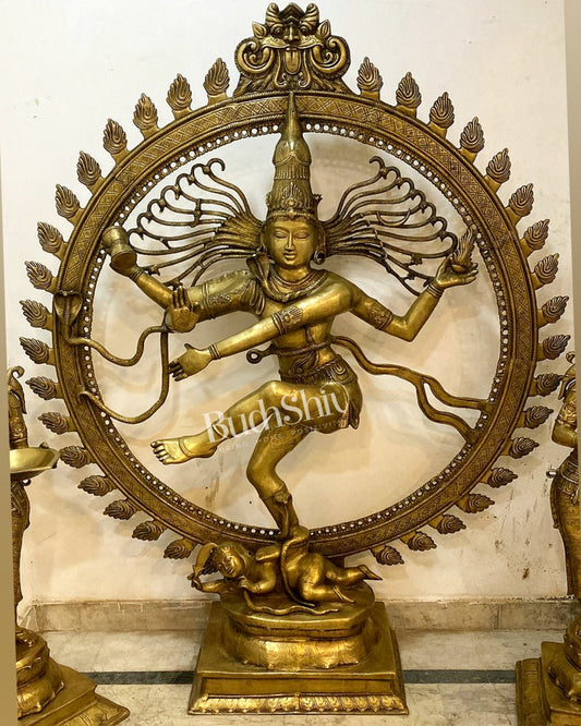 Larger-than-Life Brass Nataraja Statue - 73" Height/ 6 feet - Budhshiv.com