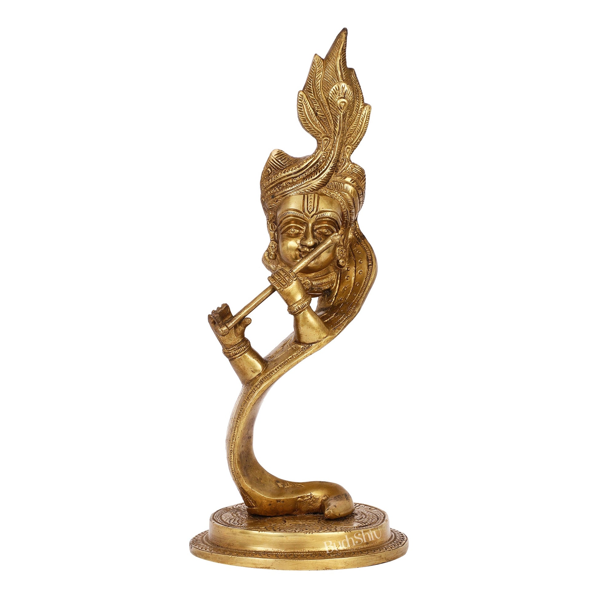 Lord Krishna Brass Idol - Modern Design - Ideal Showpiece - 13.5 inch - Budhshiv.com