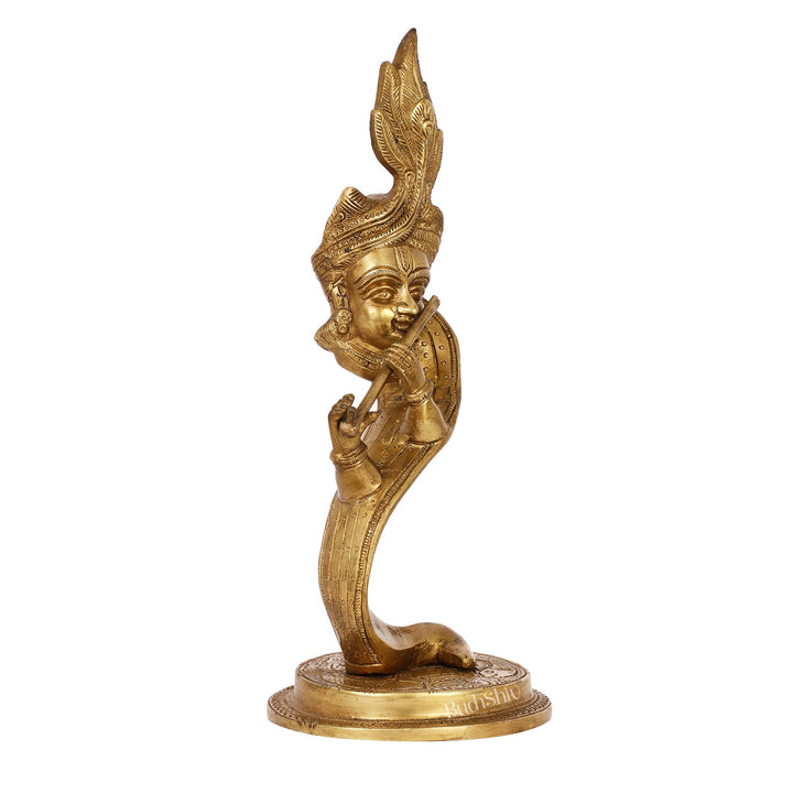 Lord Krishna Brass Idol - Modern Design - Ideal Showpiece - 13.5 inch - Budhshiv.com