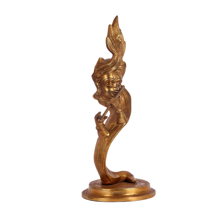 Lord Krishna Brass Idol - Modern Design - Ideal Showpiece - 13.5 inch - Budhshiv.com