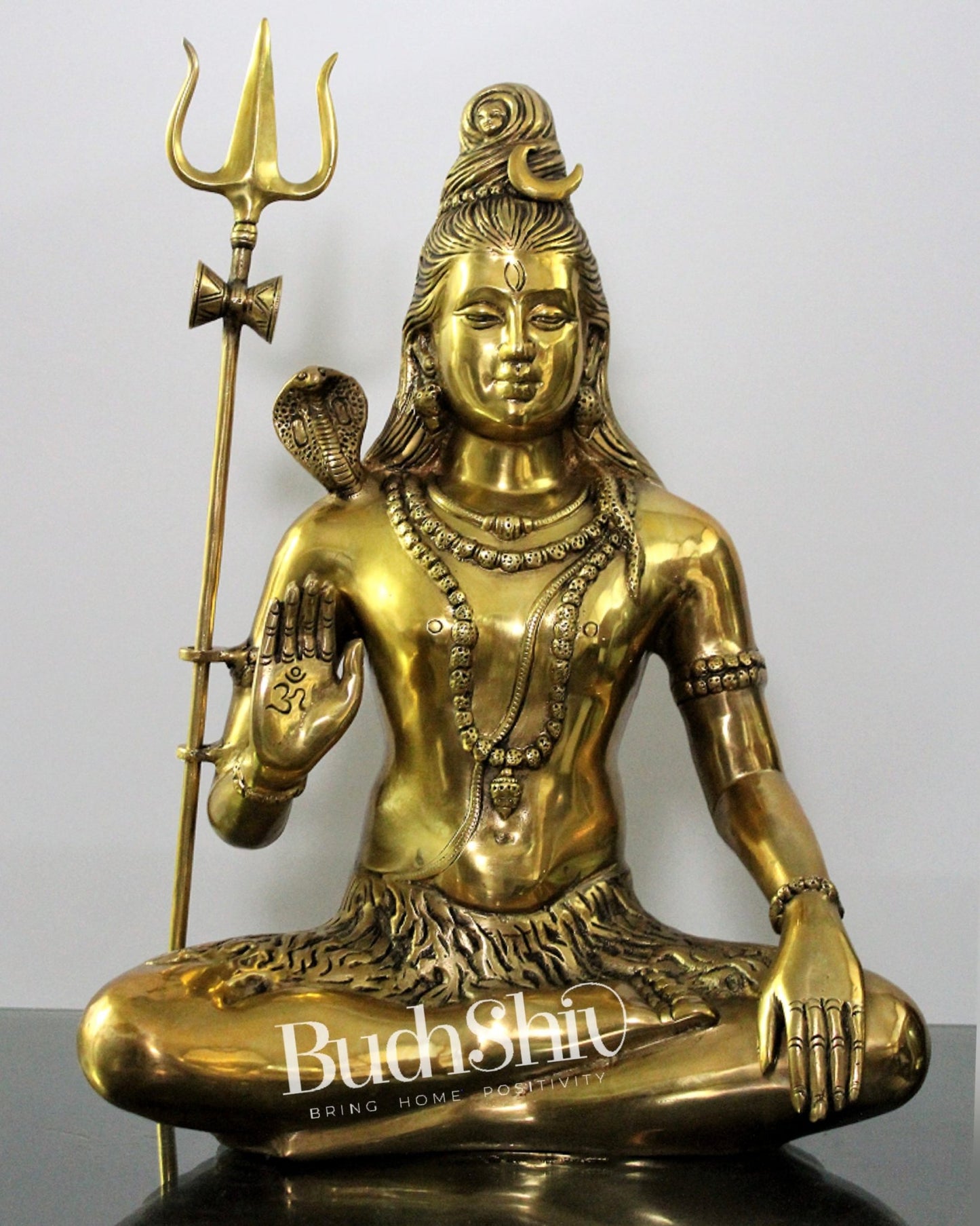 Lord Shiva Brass Idol 20 inches Golden - Budhshiv.com