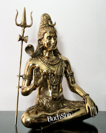 Lord Shiva Brass Idol 20 inches polished brass - Budhshiv.com