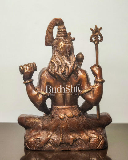 Lord Shiva brass idol in Meditation posture 8 " - Budhshiv.com