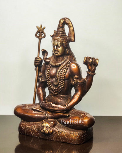 Lord Shiva brass idol in Meditation posture 8 " - Budhshiv.com