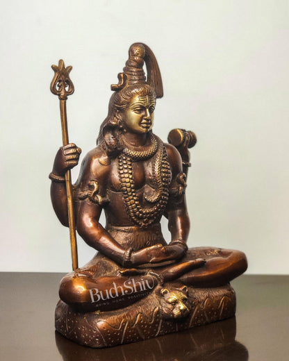 Lord Shiva brass idol in Meditation posture 8 " - Budhshiv.com