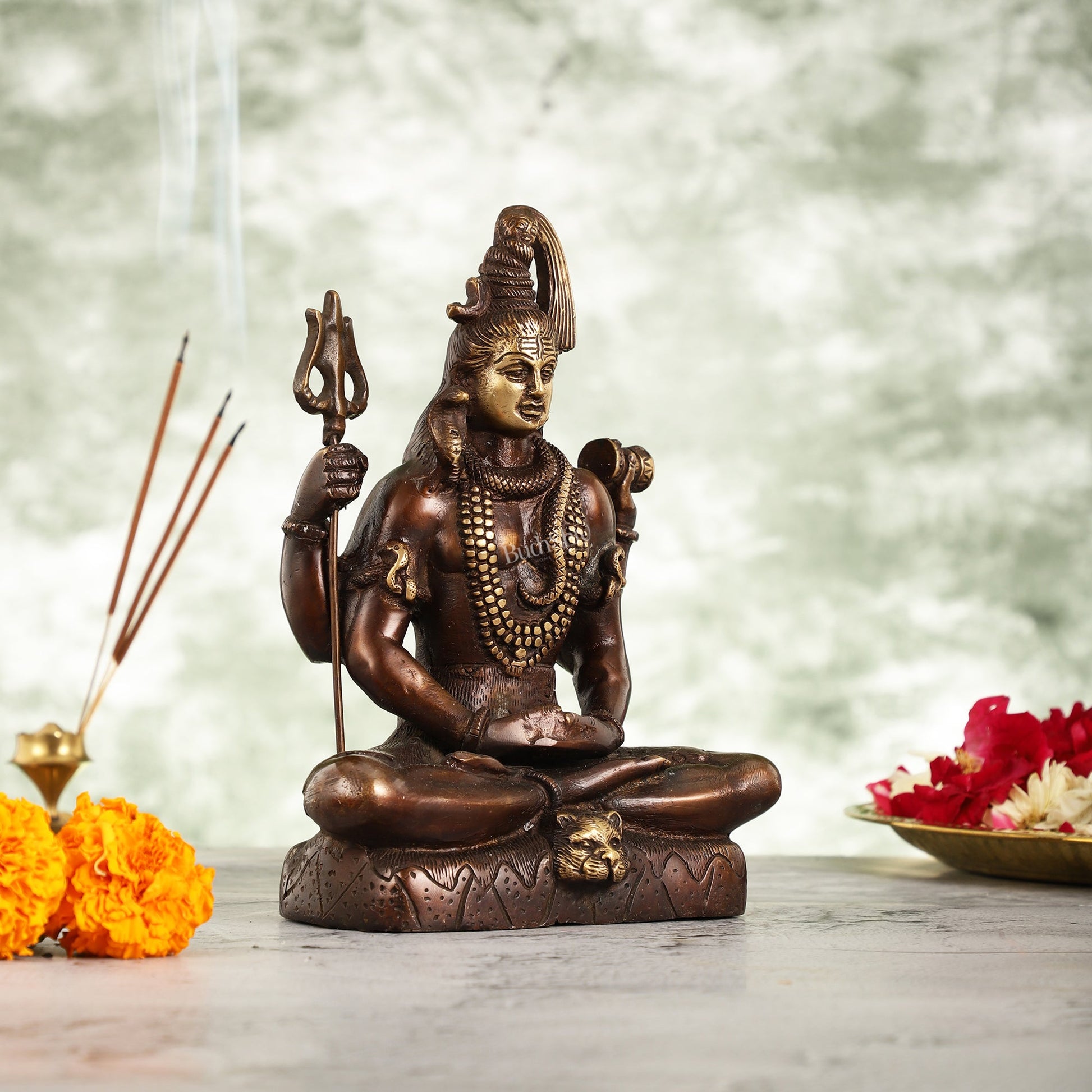 Lord Shiva brass idol in Meditation posture with 8.5 inch - Budhshiv.com