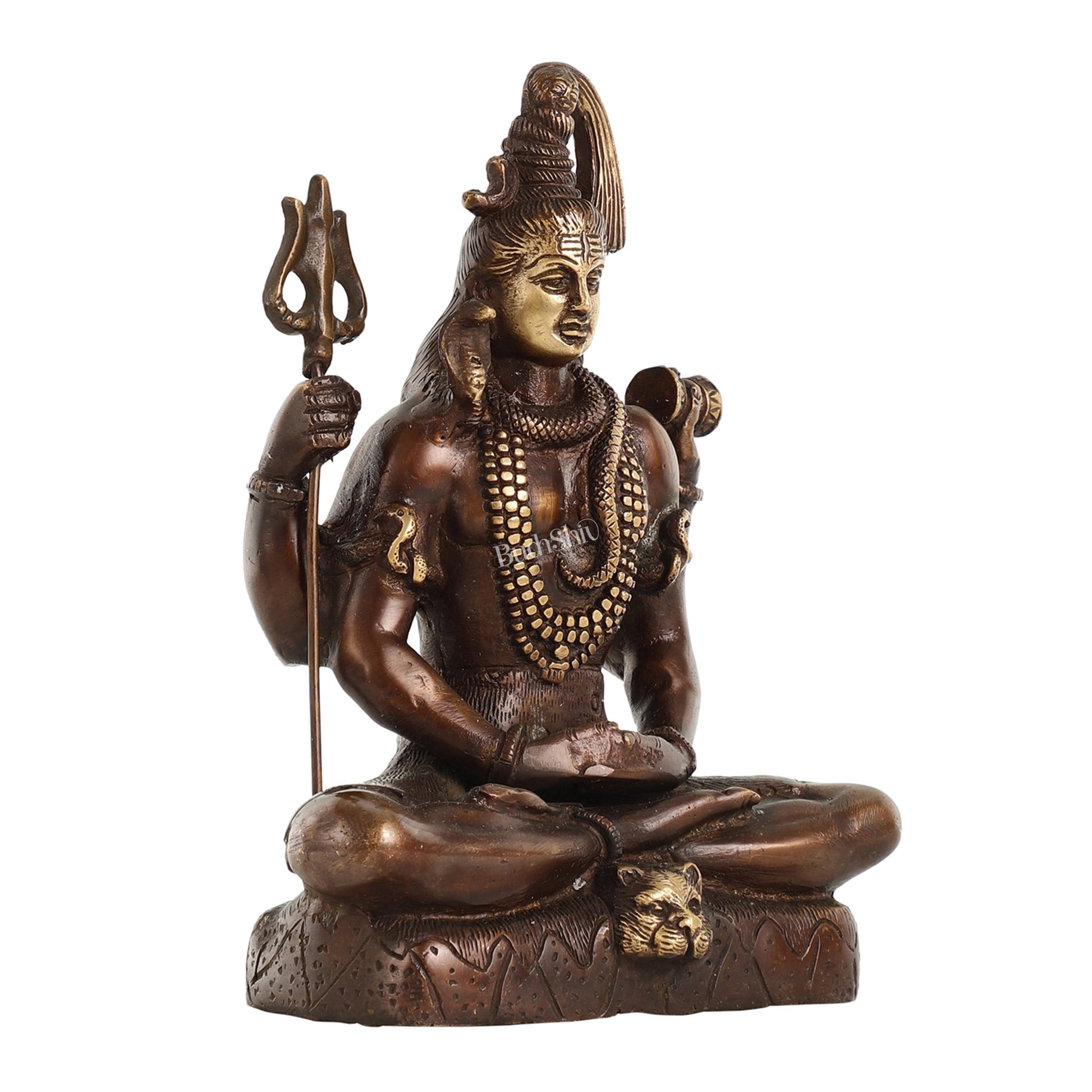 Lord Shiva brass idol in Meditation posture with 8.5 inch - Budhshiv.com