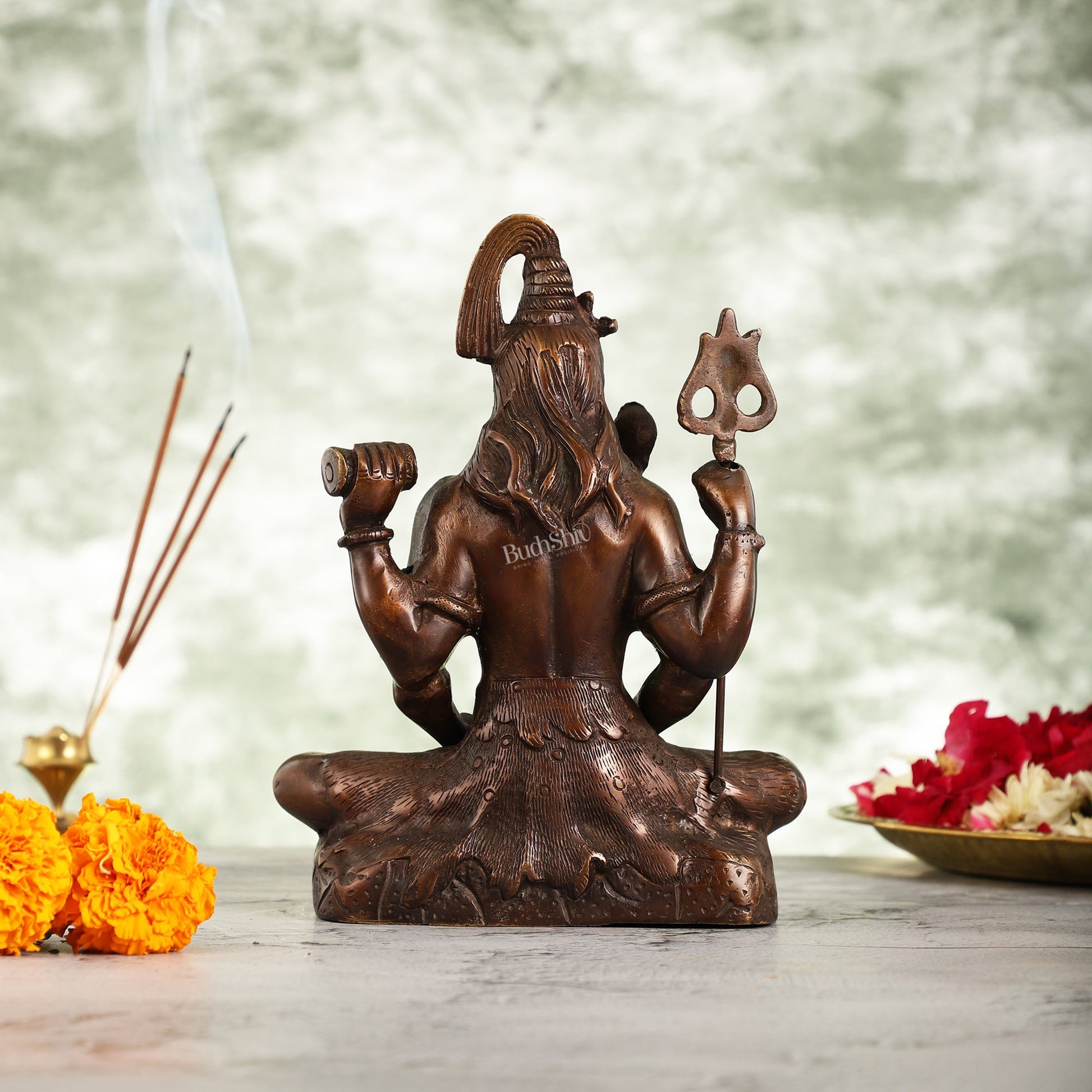 Lord Shiva brass idol in Meditation posture with 8.5 inch - Budhshiv.com