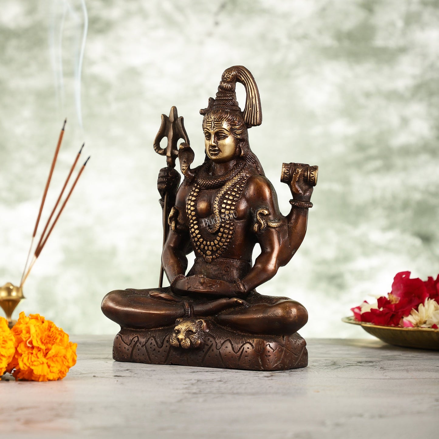 Lord Shiva brass idol in Meditation posture with 8.5 inch - Budhshiv.com