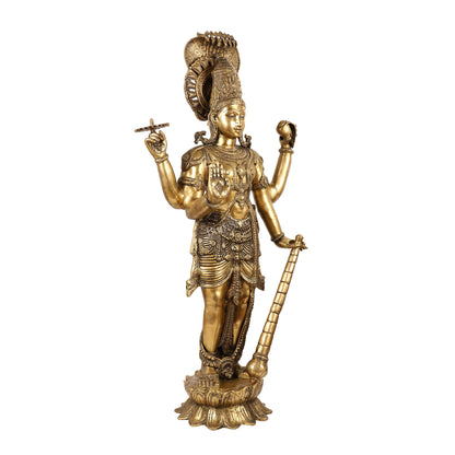 Lord Vishnu Brass Idol - 40 Inch Height - Budhshiv.com