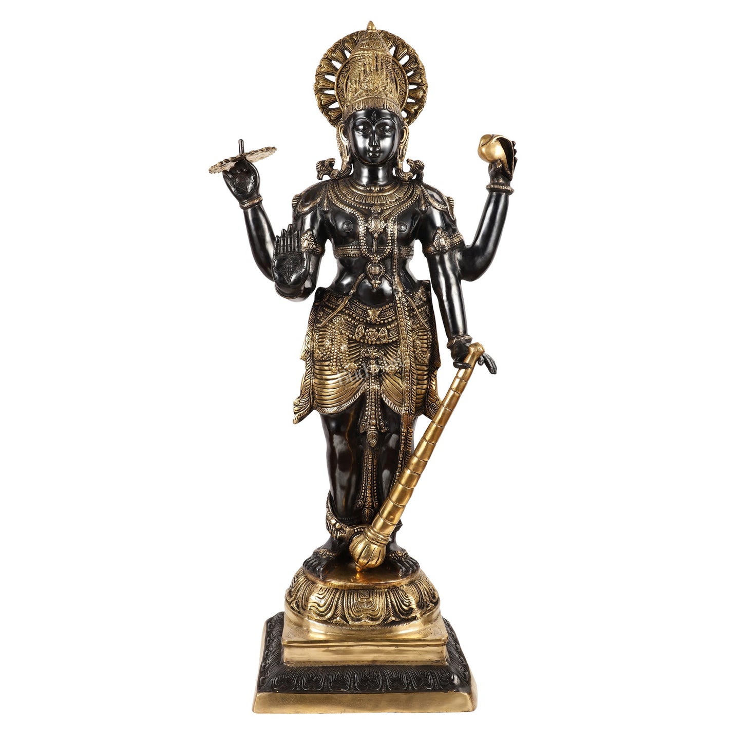 Lord Vishnu Brass Idol - 42 Inch Height - Budhshiv.com