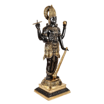 Lord Vishnu Brass Idol - 42 Inch Height - Budhshiv.com