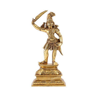Madurai Veeran Brass Superfine Statue 10" - Budhshiv.com