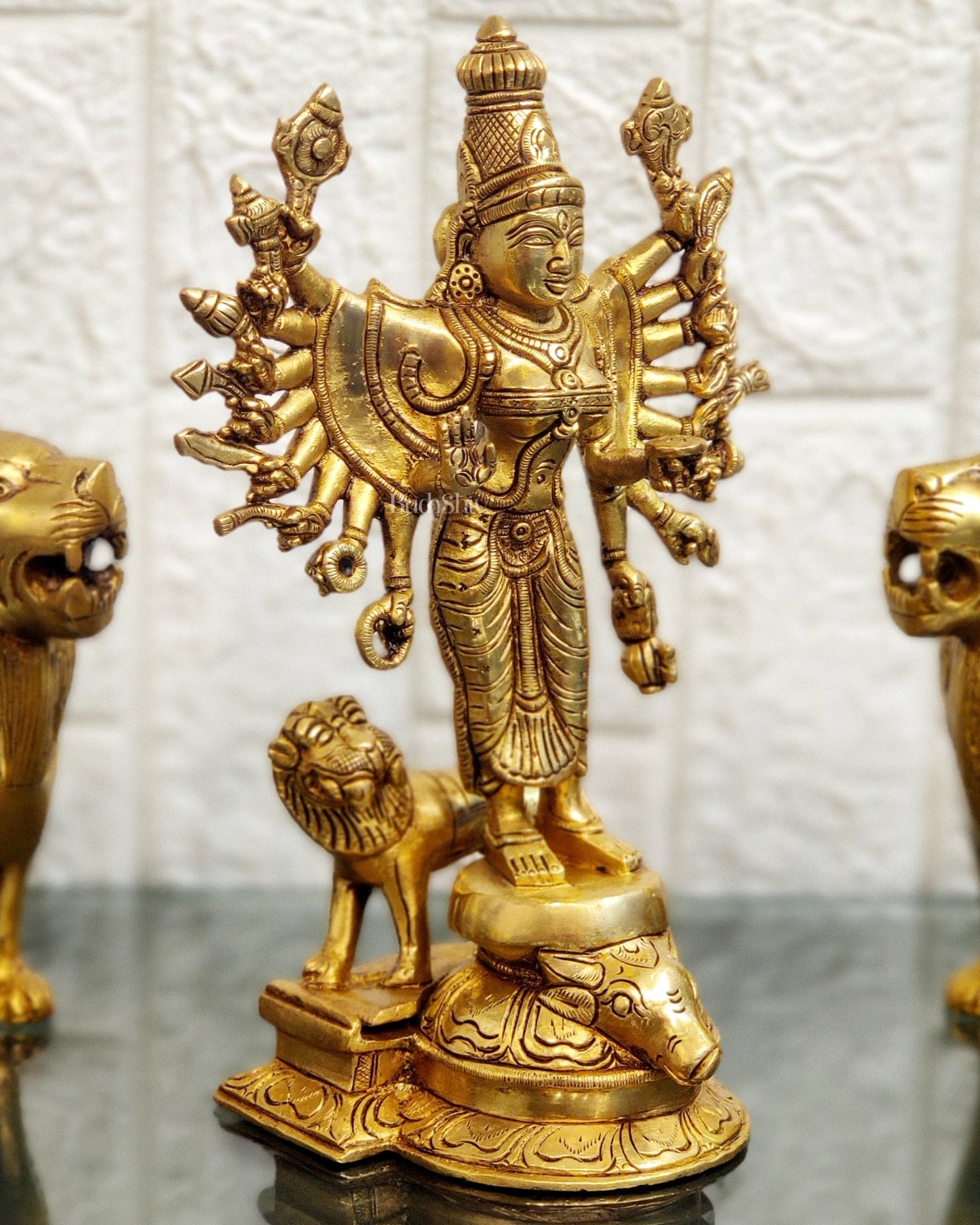 Mahisasur Mardini Durga Brass Idol 10" - Budhshiv.com