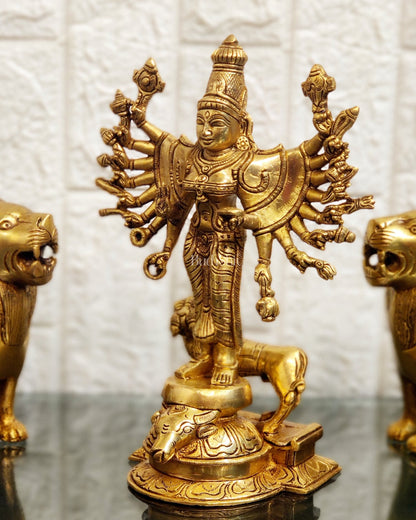 Mahisasur Mardini Durga Brass Idol 10" - Budhshiv.com