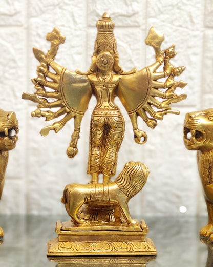 Mahisasur Mardini Durga Brass Idol 10" - Budhshiv.com