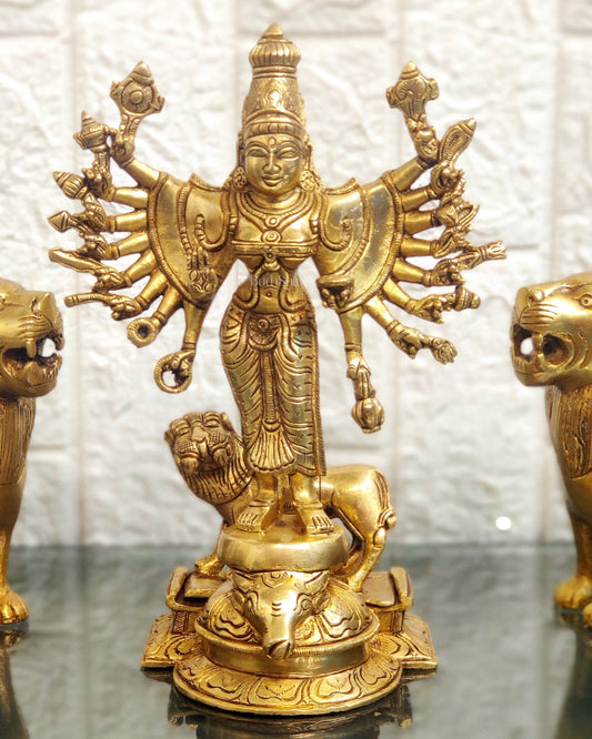 Mahisasur Mardini Durga Brass Idol 10" - Budhshiv.com