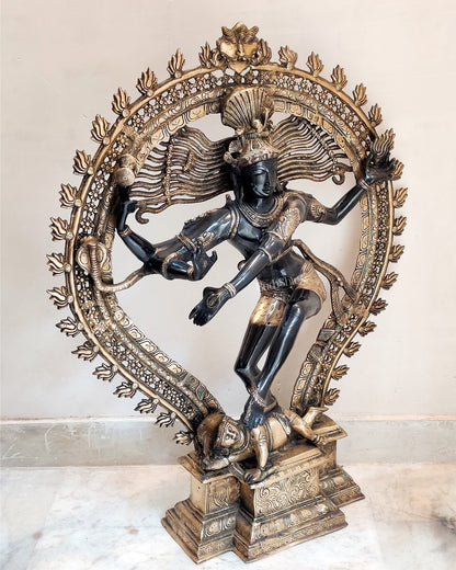 Majestic Handcrafted Nataraja Statue - 35 inch/ 3 feet - Budhshiv.com