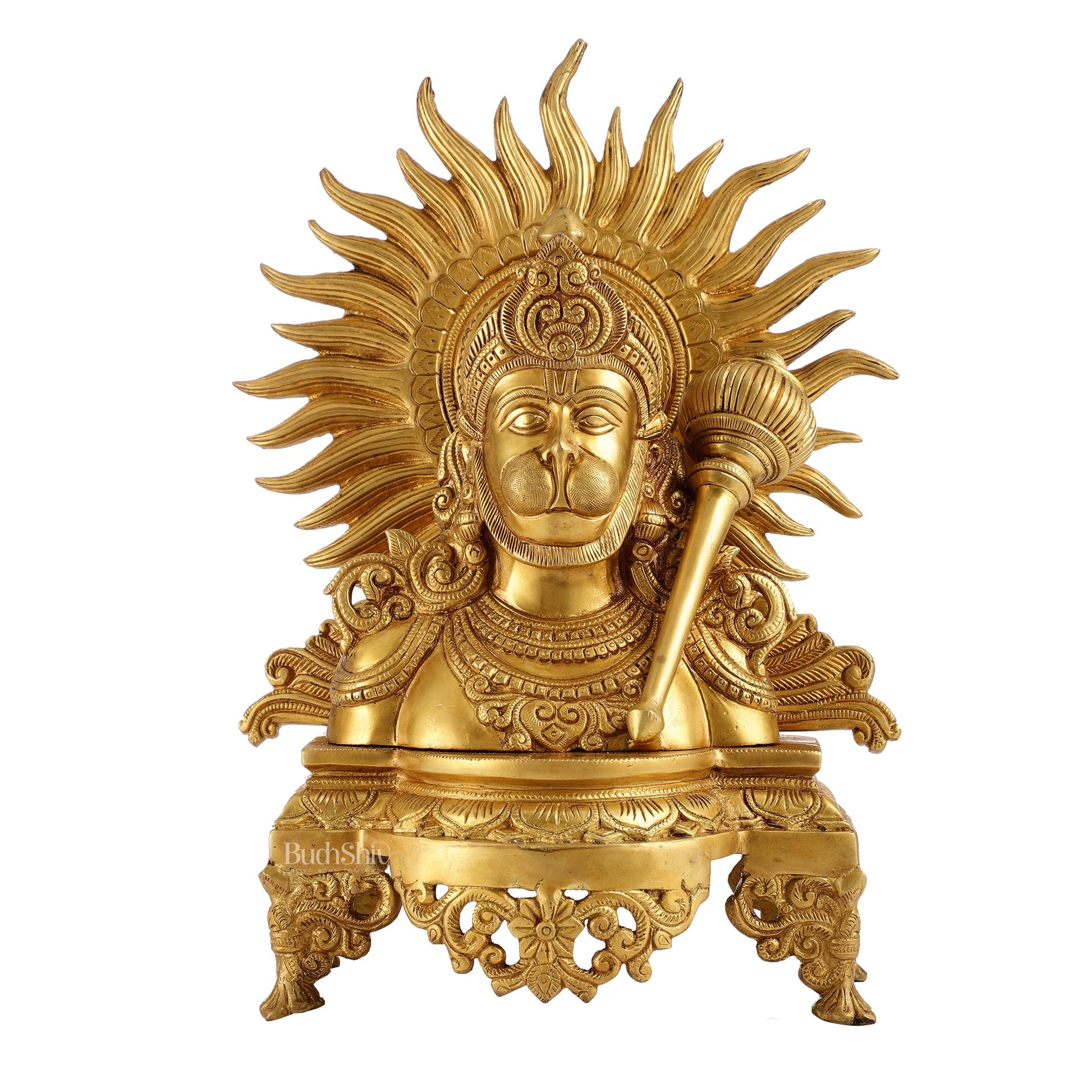 Modern Brass Hanuman Table Accent | 14" Height | Elegant Design - Budhshiv.com