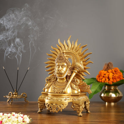 Modern Brass Hanuman Table Accent | 14" Height | Elegant Design - Budhshiv.com