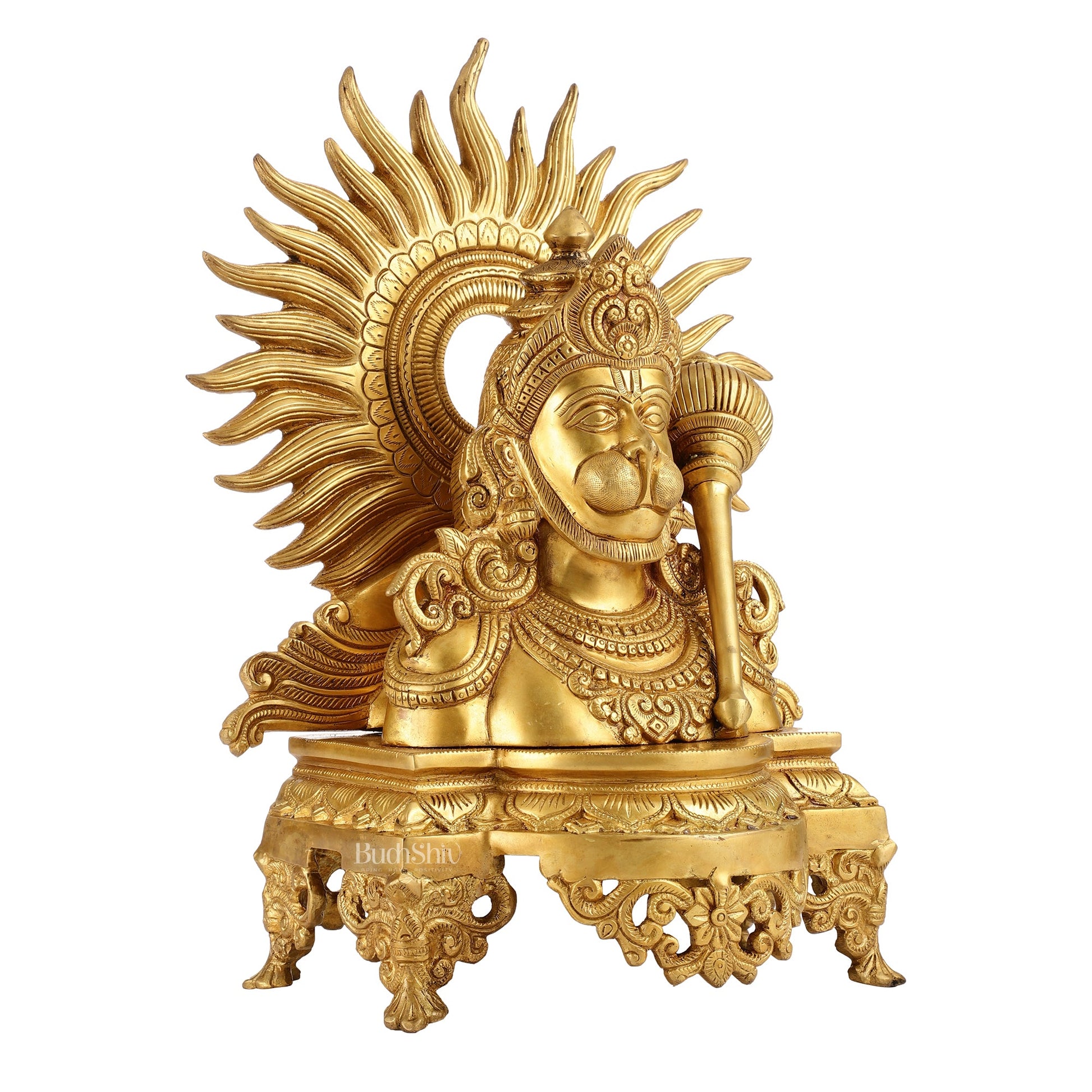 Modern Brass Hanuman Table Accent | 14" Height | Elegant Design - Budhshiv.com