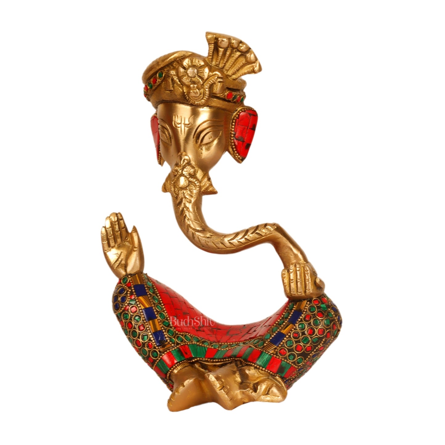 Modern Ganesha abstract unique brass idol/ wearing a pagdi/turban ( stonework) - Budhshiv.com
