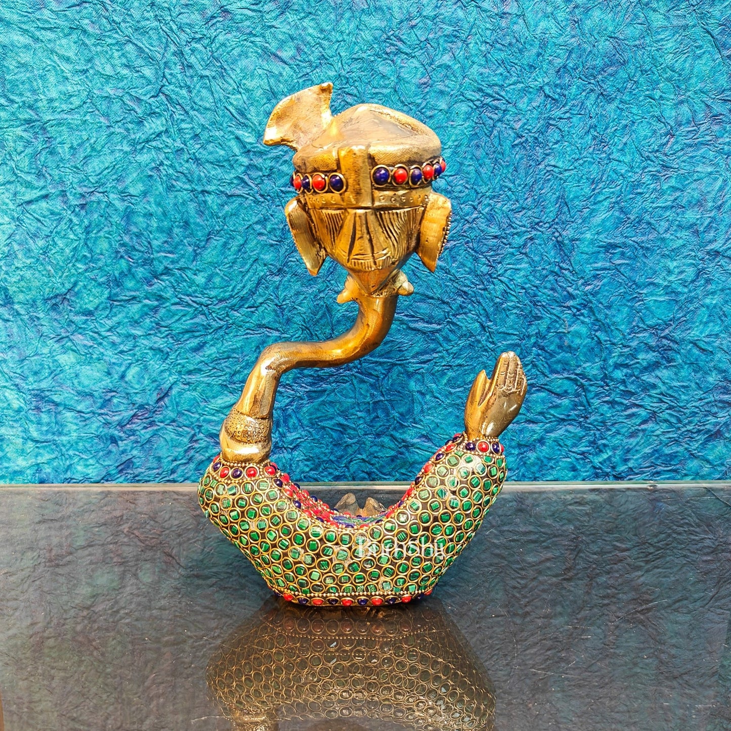 Modern Ganesha abstract unique brass idol/ wearing a pagdi/turban ( stonework) - Budhshiv.com