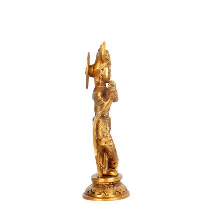 Murlidhar Krishna Idol: Exquisite 9.5-Inch Brass Idol - Budhshiv.com