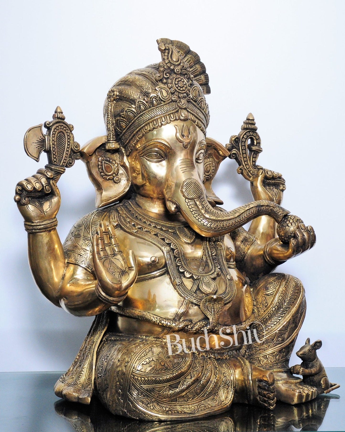 Pagadi Ganesha Brass idol 21 inches - Budhshiv.com