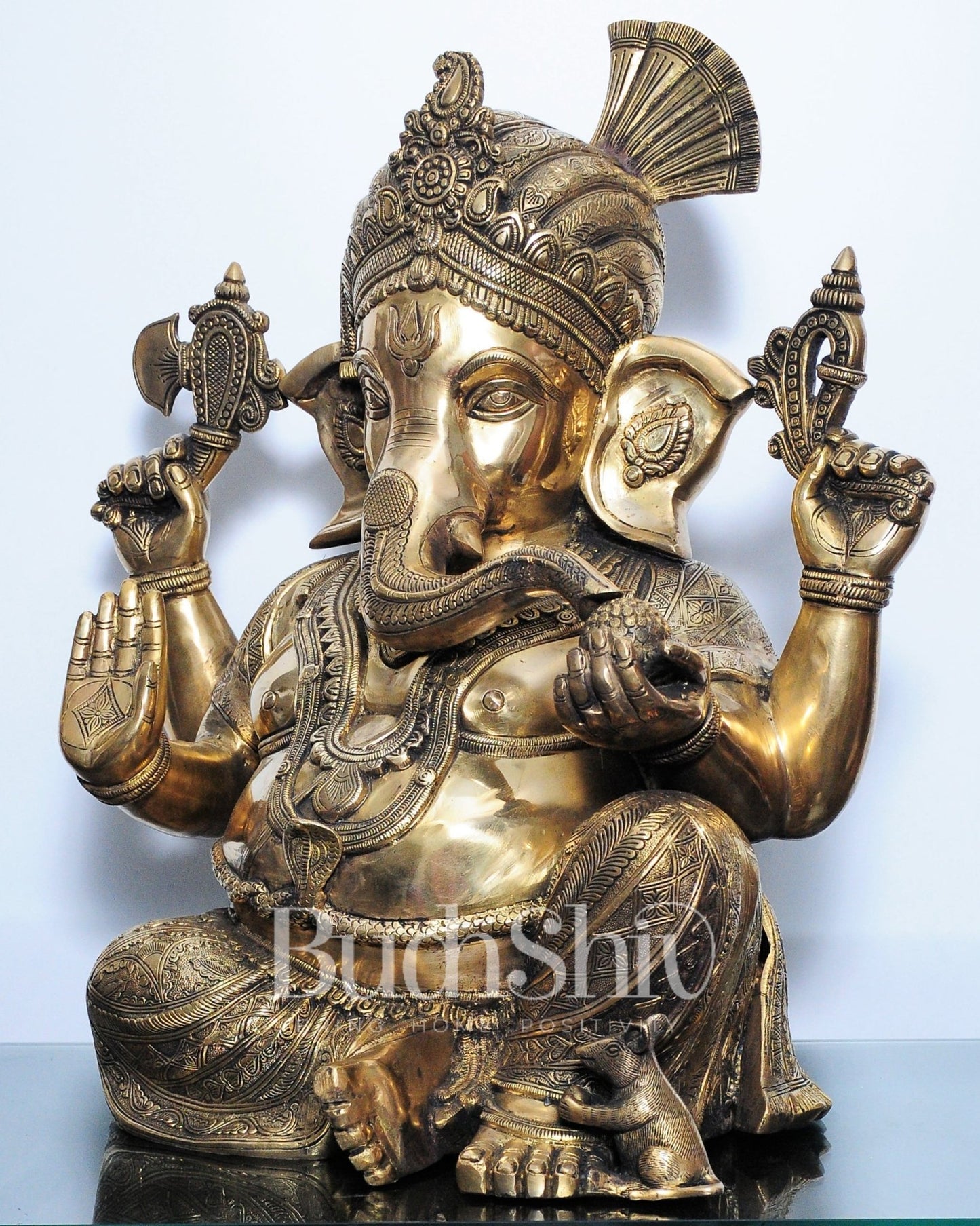 Pagadi Ganesha Brass idol 21 inches - Budhshiv.com