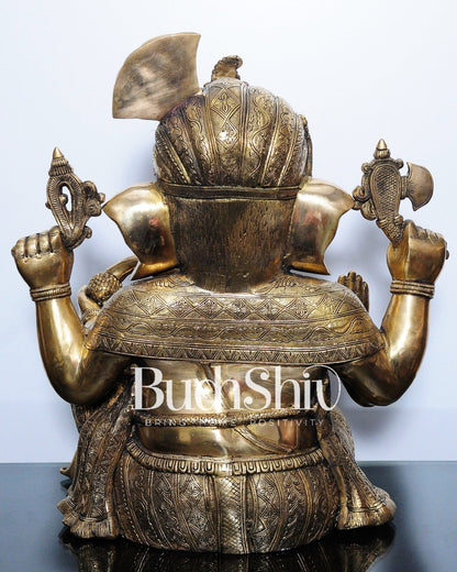 Pagadi Ganesha Brass idol 21 inches - Budhshiv.com