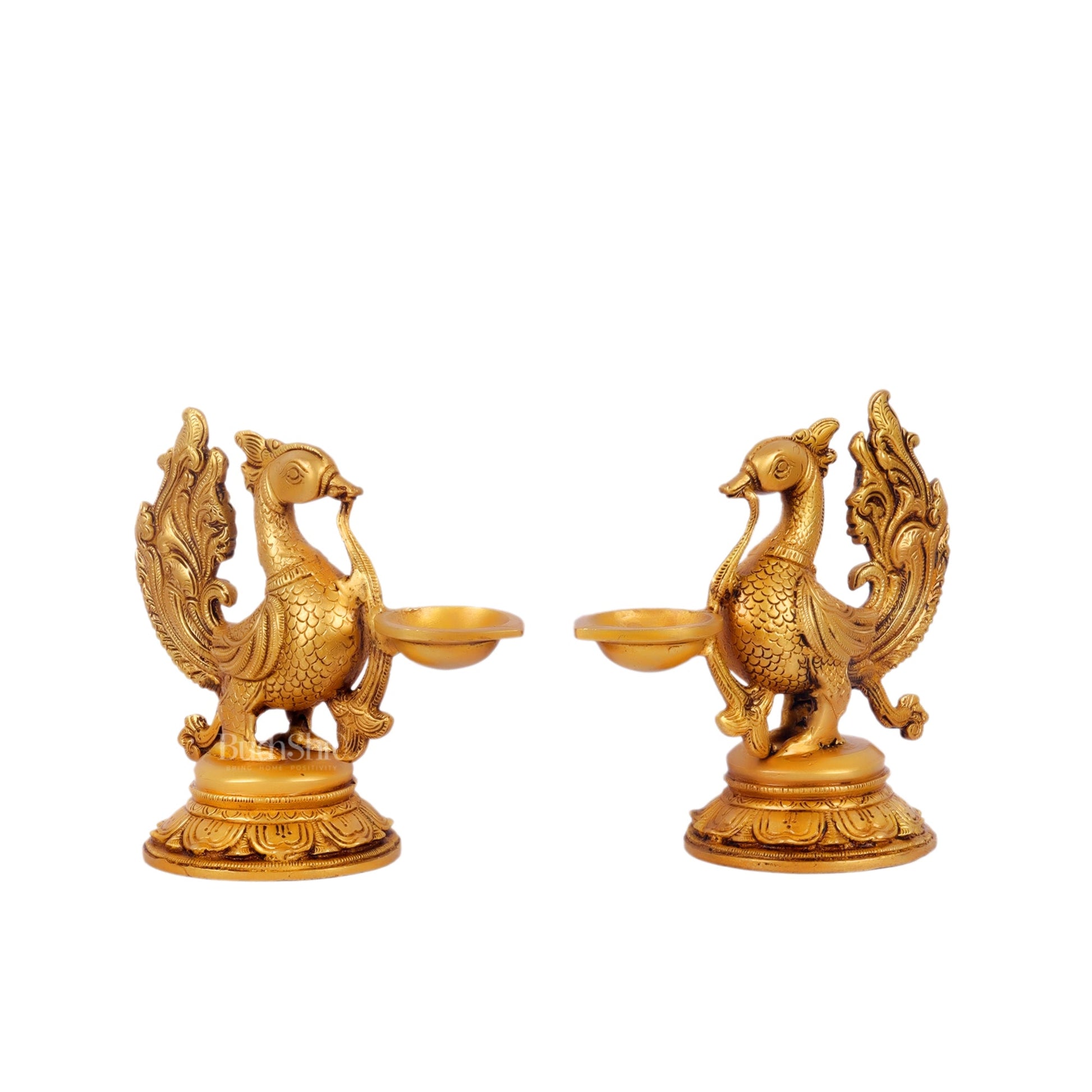 Pair of Handcrafted Brass Annam Diyas | Height 7.5 inches - Budhshiv.com