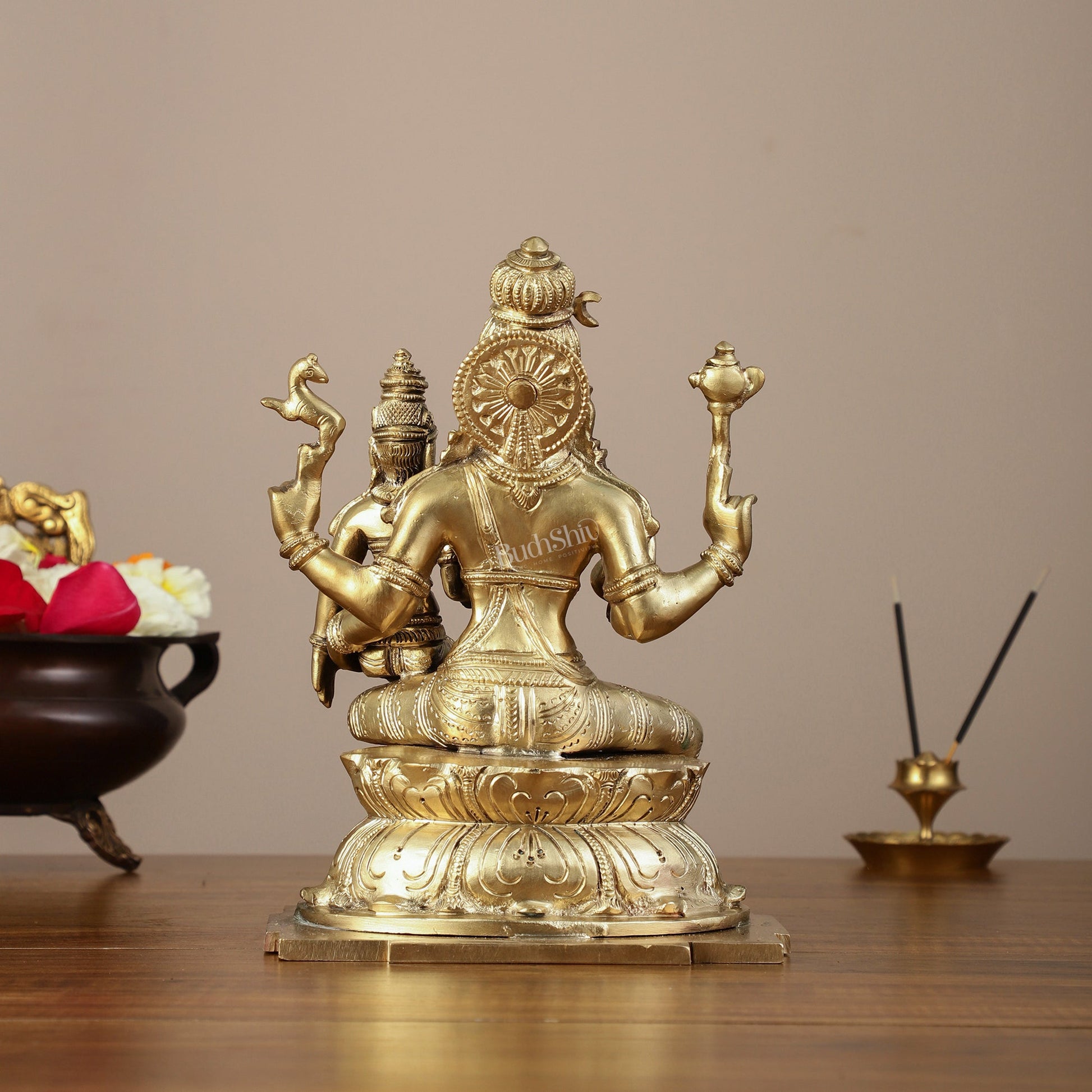 Panchaloha Pure Bronze Shiva and Parvati Idol - 9" - Budhshiv.com