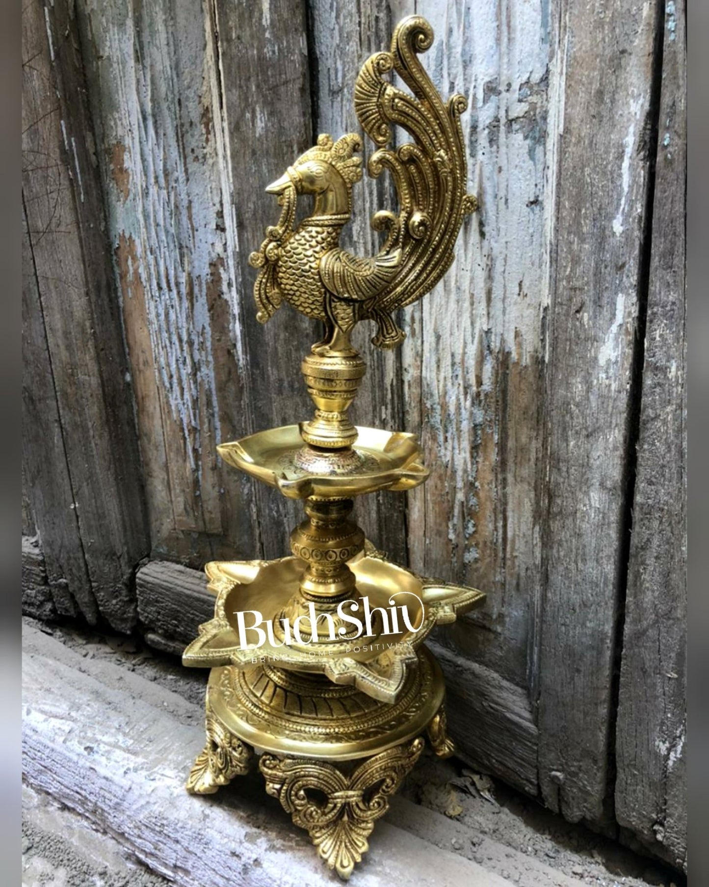 peacock brass lamp superfine 16 inch - Budhshiv.com