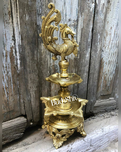 peacock brass lamp superfine 16 inch - Budhshiv.com